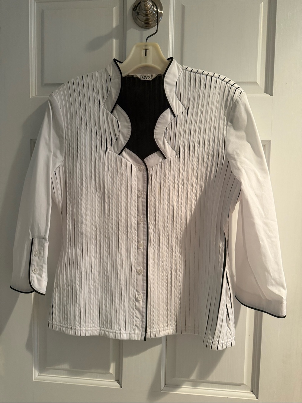 Ravel Pleated Blouse with Intricate Neckline Size M